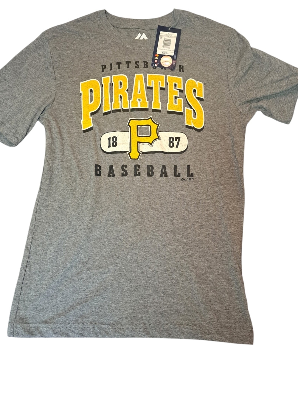Majestic Pittsburgh Pirates MLB T-Shirt Youth Small Gray NWT